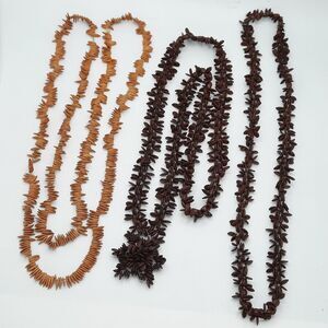 Vintage Lot of 3 Appleseed Tasmanian/Koa Hawaiian Bead Strand Necklaces Boho Hip